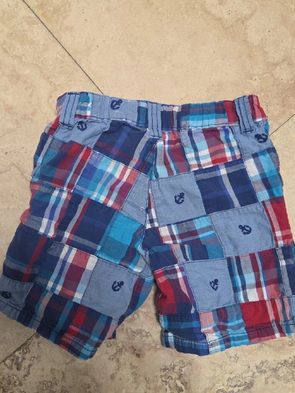 Gymboree Patchwork Plaid Shorts - Blue & Red Size 3 Year Olds [0143]